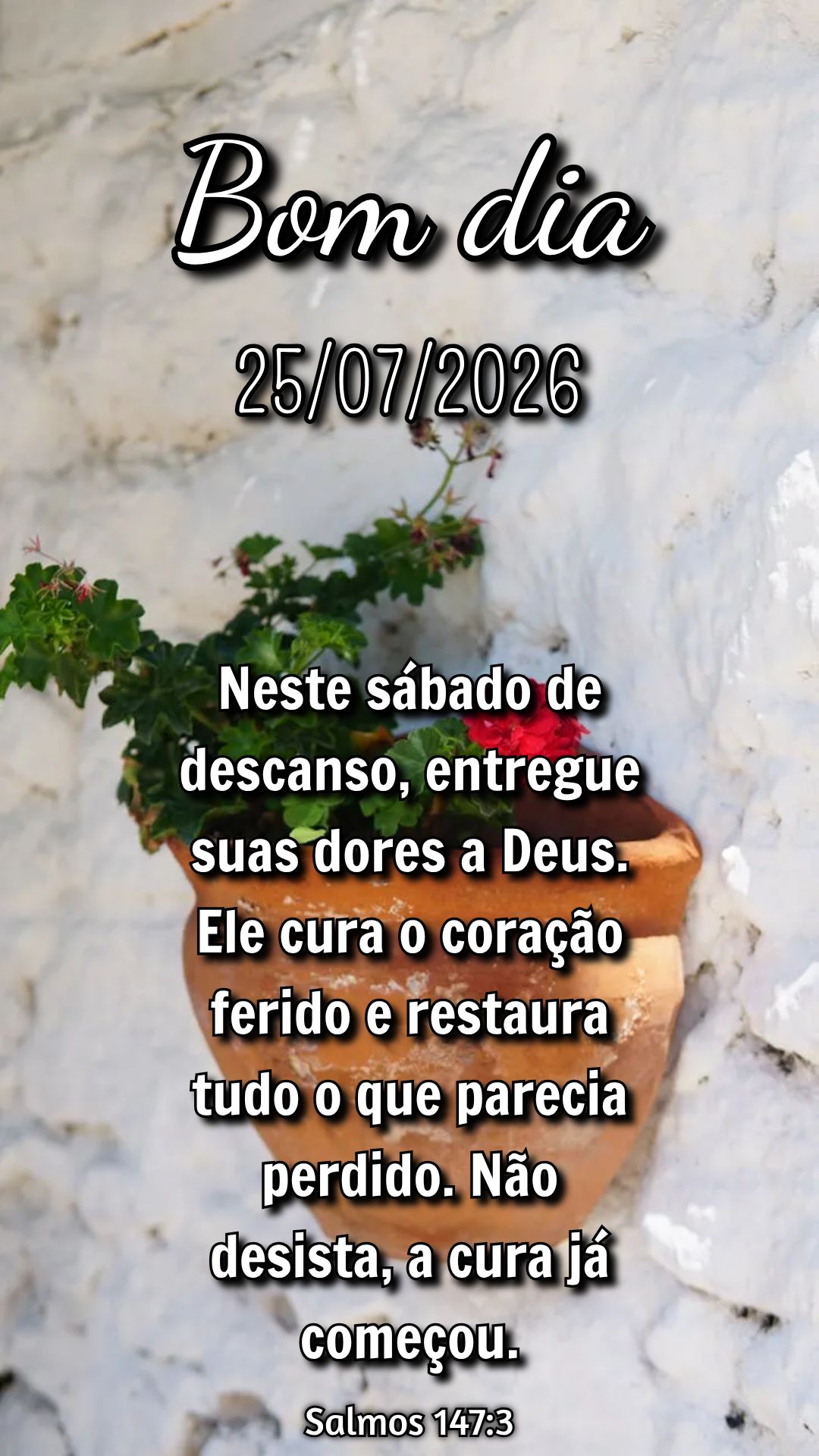 Neste sábado de descanso, entregue suas dores a Deus. Ele cura o coração ferido e restaura tudo o que parecia perdido. Não desista, a cura já começ...