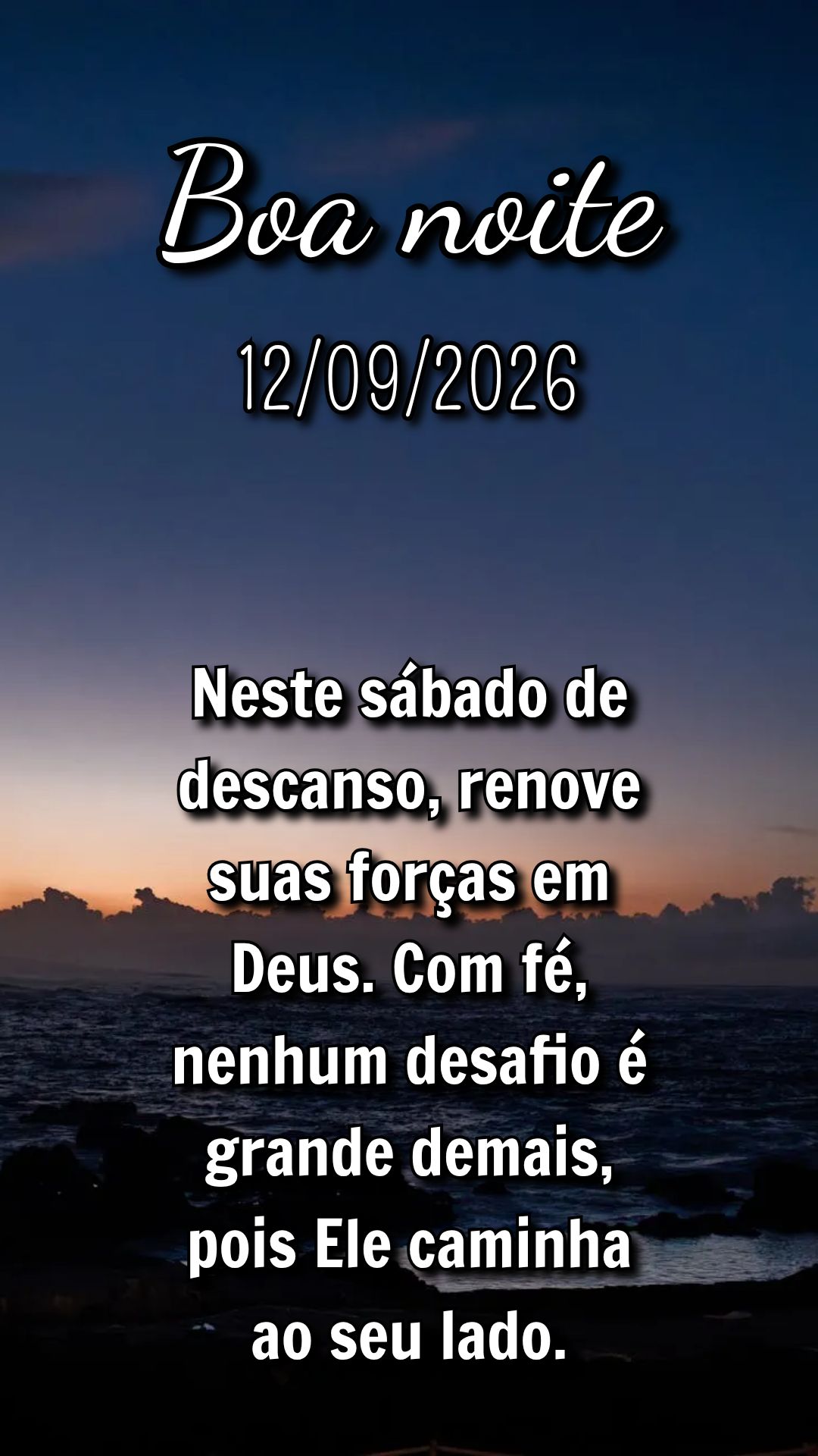 Neste sábado de descanso, renove suas forças em Deus. Com fé, nenhum desafio é grande demais, pois Ele caminha ao seu lado.