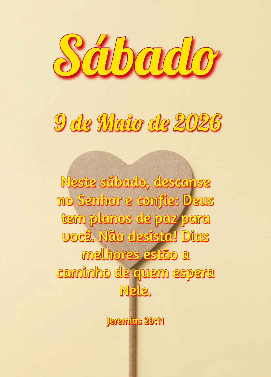 Neste sábado, descanse no Senhor e confie: Deus tem planos de paz para você. Não desista! Dias melhores estão a caminho de quem espera Nele. Jeremias...