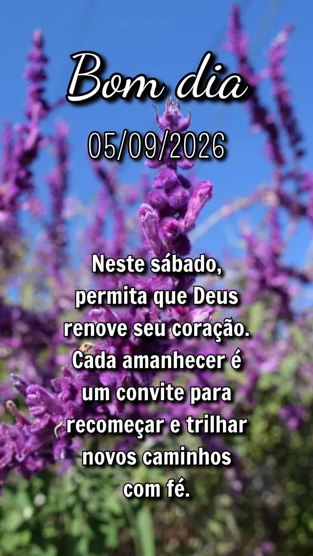 Neste sábado, permita que Deus renove seu coração. Cada amanhecer é um convite para recomeçar e trilhar novos caminhos com fé.