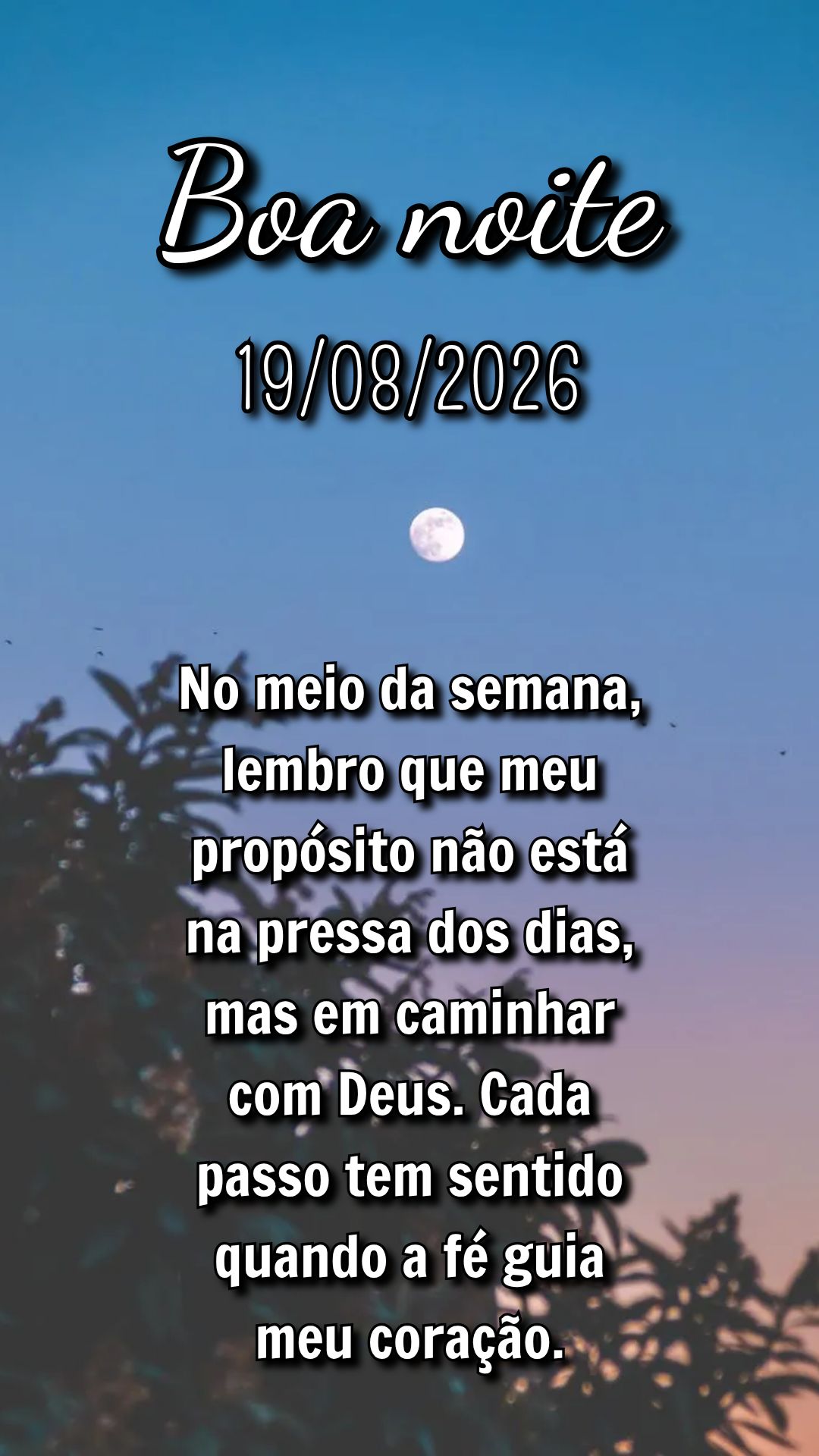 No meio da semana, lembro que meu propósito não está na pressa dos dias, mas em caminhar com Deus. Cada passo tem sentido quando a fé guia meu coraç...