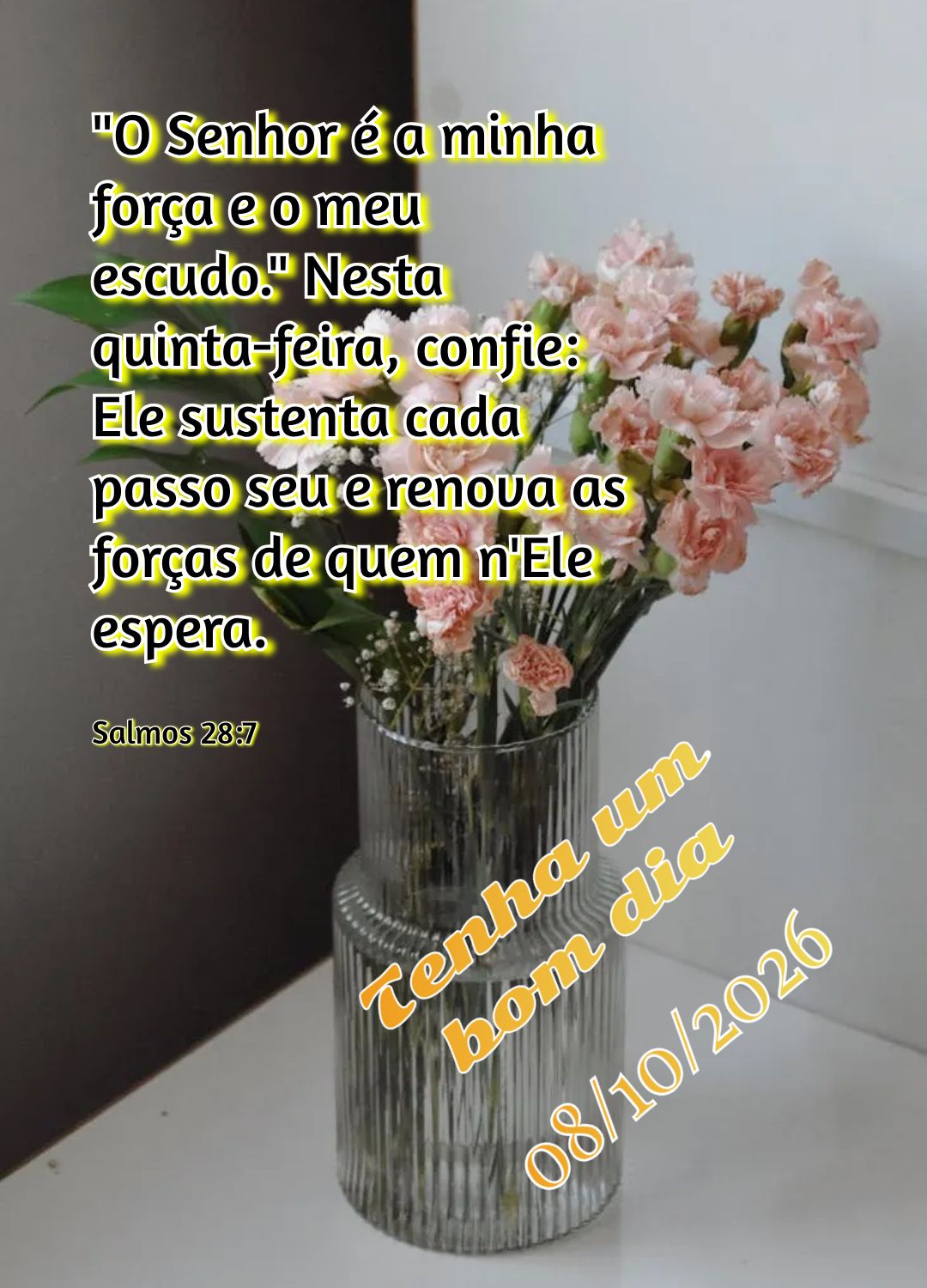 "O Senhor é a minha força e o meu escudo." Nesta quinta-feira, confie: Ele sustenta cada passo seu e renova as forças de quem n'Ele espera. Tenha um b...