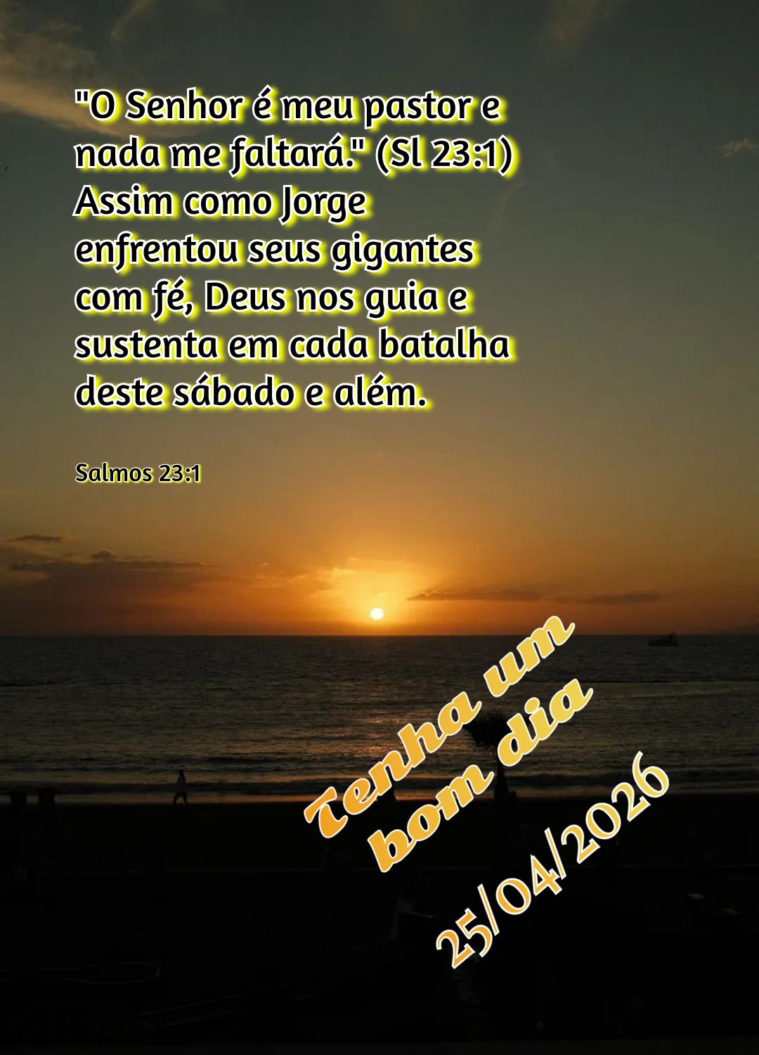 "O Senhor é meu pastor e nada me faltará." (Sl 23:1) Assim como Jorge enfrentou seus gigantes com fé, Deus nos guia e sustenta em cada batalha deste s...