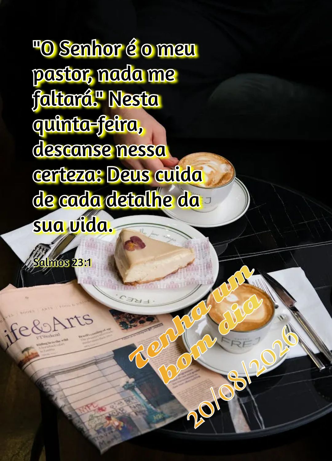 "O Senhor é o meu pastor, nada me faltará." Nesta quinta-feira, descanse nessa certeza: Deus cuida de cada detalhe da sua vida. Tenha um bom dia Salmos...