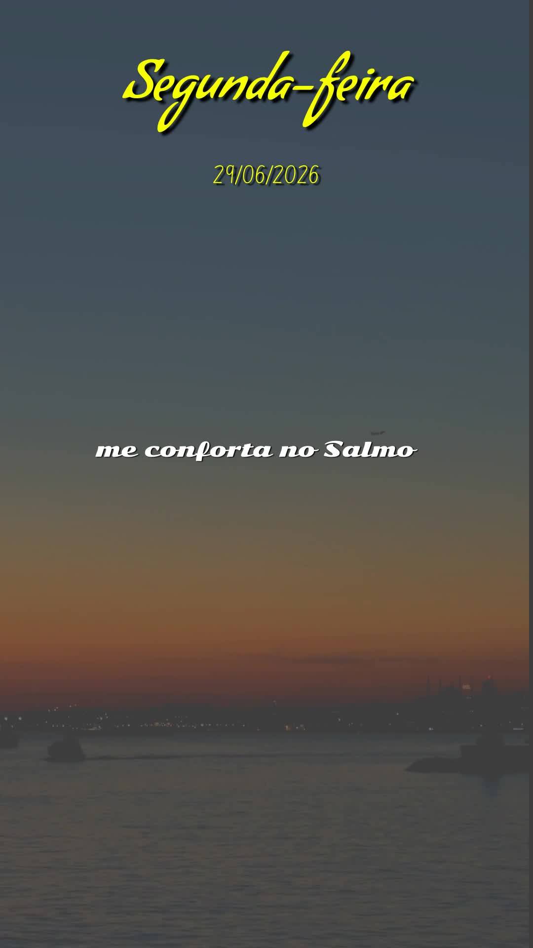 Obrigado, Deus, por mais uma Segunda-feira vencida. Tu me livraste de todo mal e me concedeste saúde e força para vencer mais um dia. Enquanto o dia se...