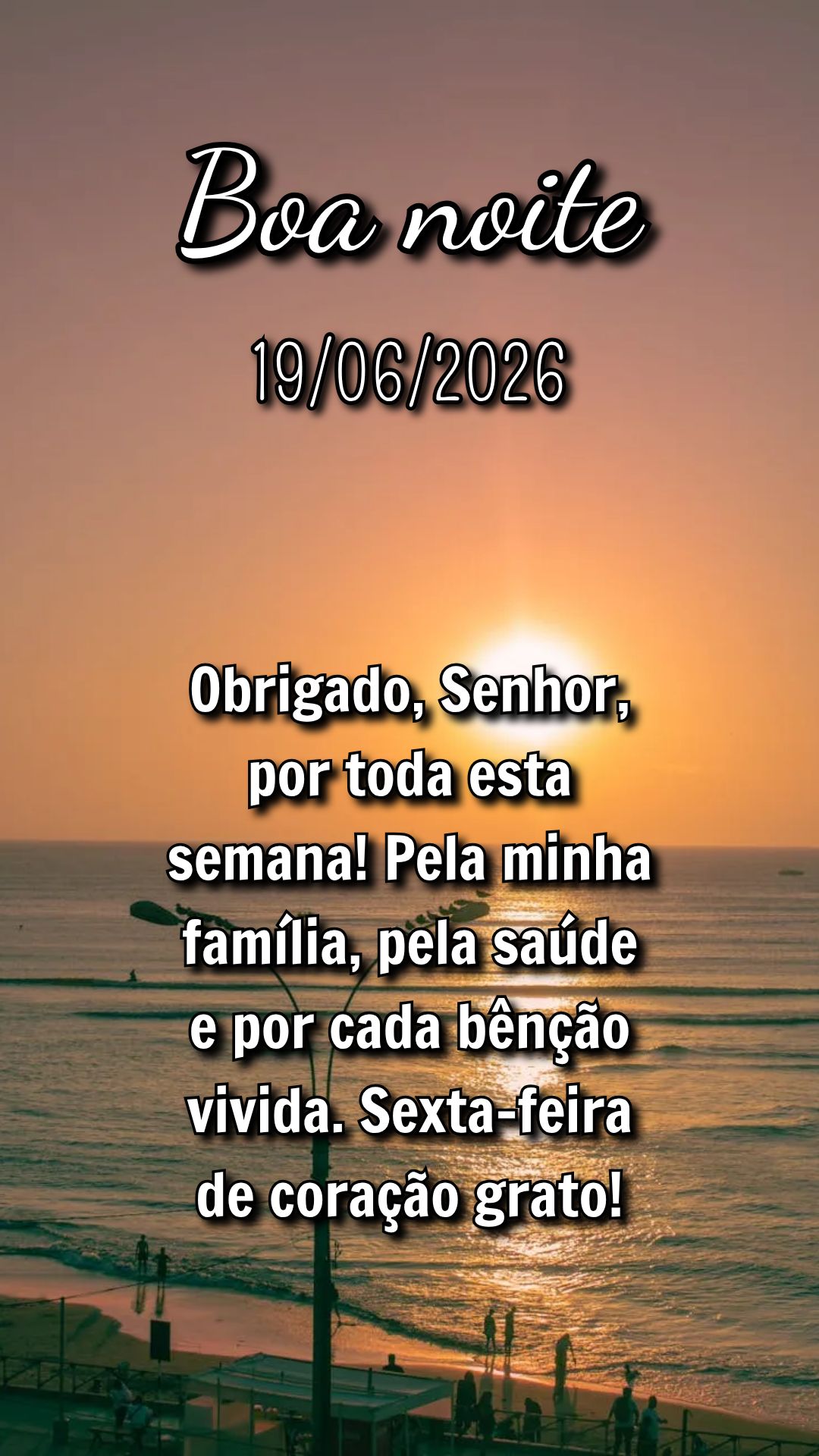 Obrigado, Senhor, por toda esta semana! Pela minha família, pela saúde e por cada bênção vivida. Sexta-feira de coração grato!