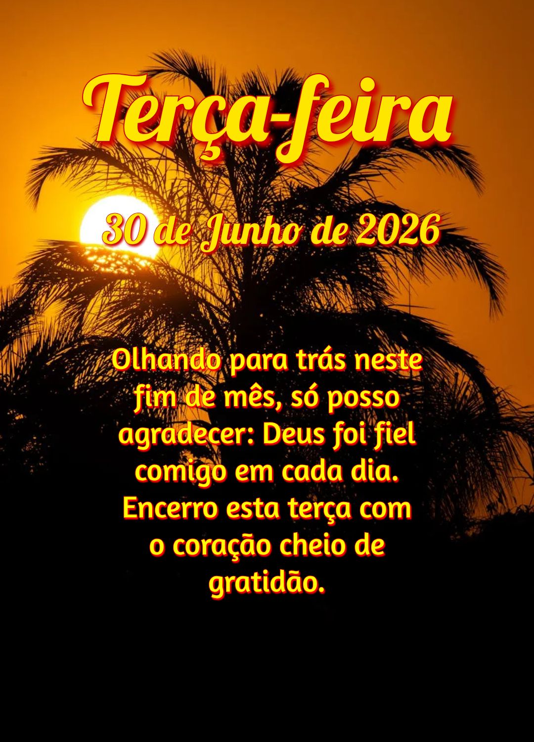 Olhando para trás neste fim de mês, só posso agradecer: Deus foi fiel comigo em cada dia. Encerro esta terça com o coração cheio de gratidão.