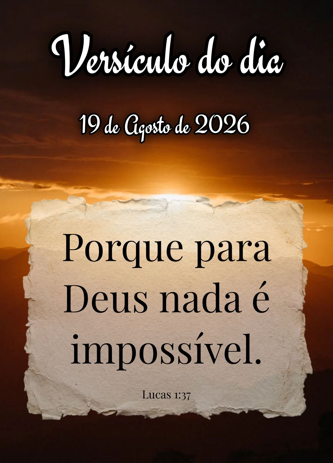 Porque para Deus nada é impossível. Versículo do dia Lucas 1:37