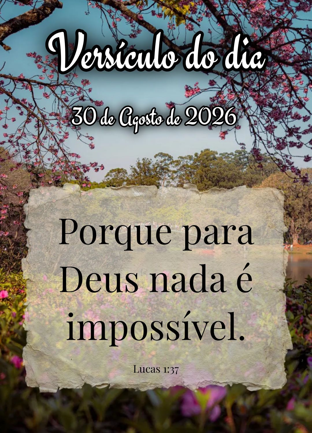 Porque para Deus nada é impossível. Versículo do dia Lucas 1:37