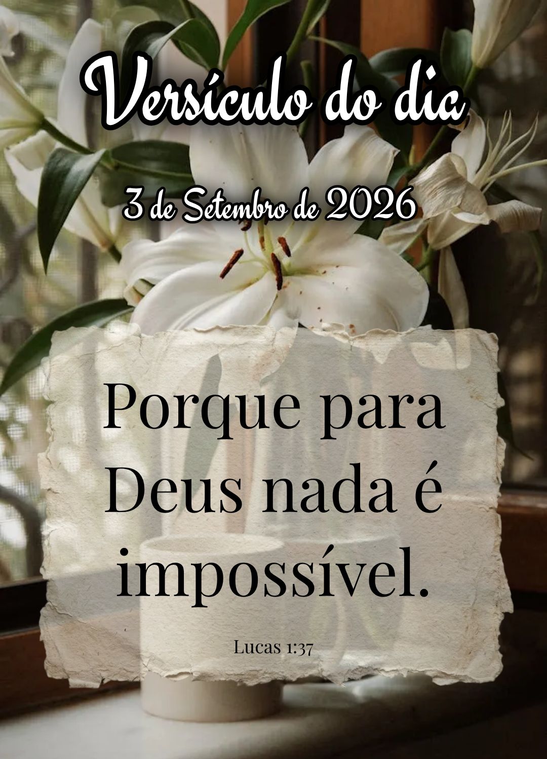 Porque para Deus nada é impossível. Versículo do dia Lucas 1:37