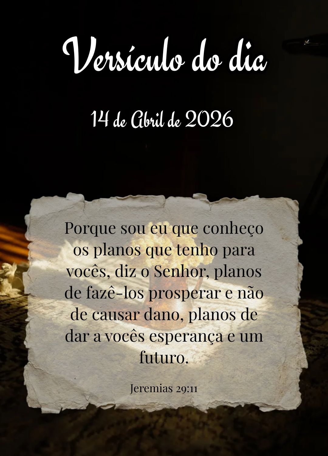 Porque sou eu que conheço os planos que tenho para vocês, diz o Senhor, planos de fazê-los prosperar e não de causar dano, planos de dar a vocês esp...