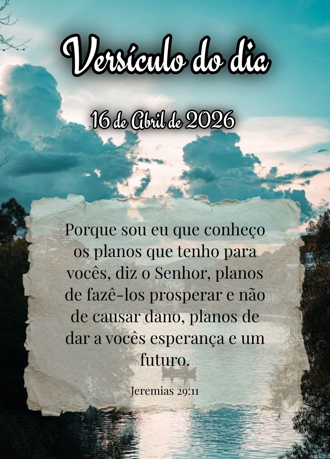 Porque sou eu que conheço os planos que tenho para vocês, diz o Senhor, planos de fazê-los prosperar e não de causar dano, planos de dar a vocês esp...