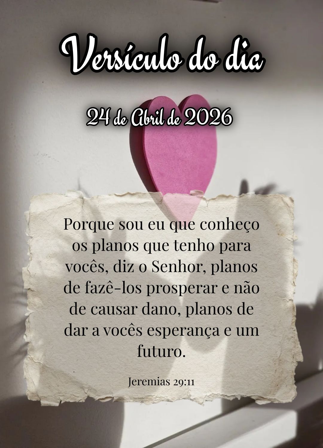 Porque sou eu que conheço os planos que tenho para vocês, diz o Senhor, planos de fazê-los prosperar e não de causar dano, planos de dar a vocês esp...
