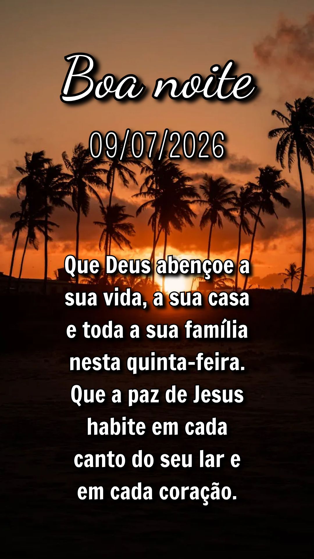 Que Deus abençoe a sua vida, a sua casa e toda a sua família nesta quinta-feira. Que a paz de Jesus habite em cada canto do seu lar e em cada coração...