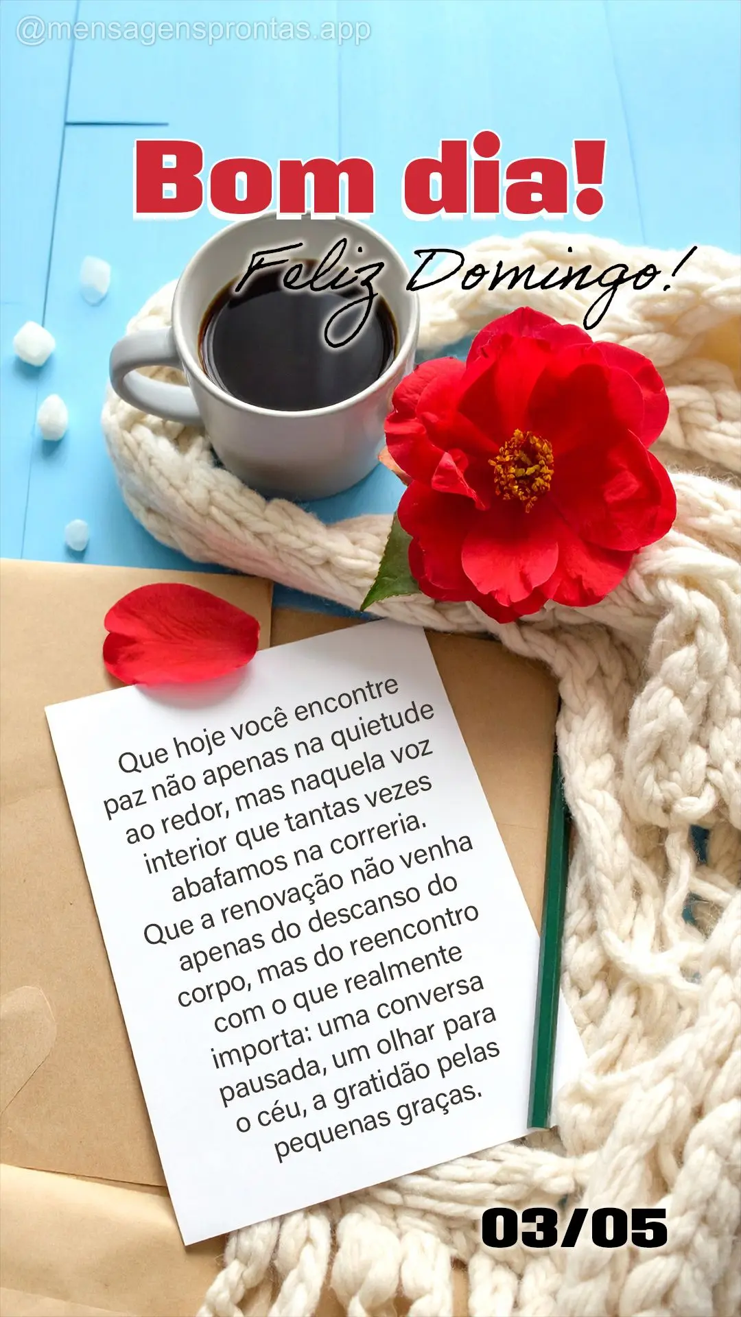 Que hoje você encontre paz não apenas na quietude ao redor, mas naquela voz interior que tantas vezes abafamos na correria. Que a renovação não venh...