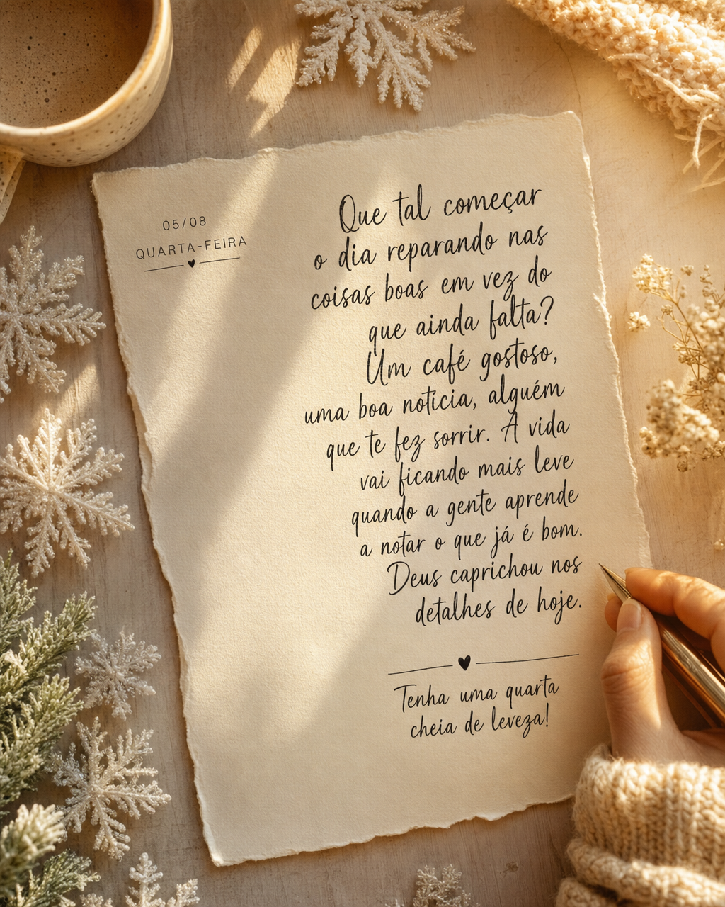 Que tal começar o dia reparando nas coisas boas em vez do que ainda falta? Um café gostoso, uma boa notícia, alguém que te fez sorrir. A vida vai fic...