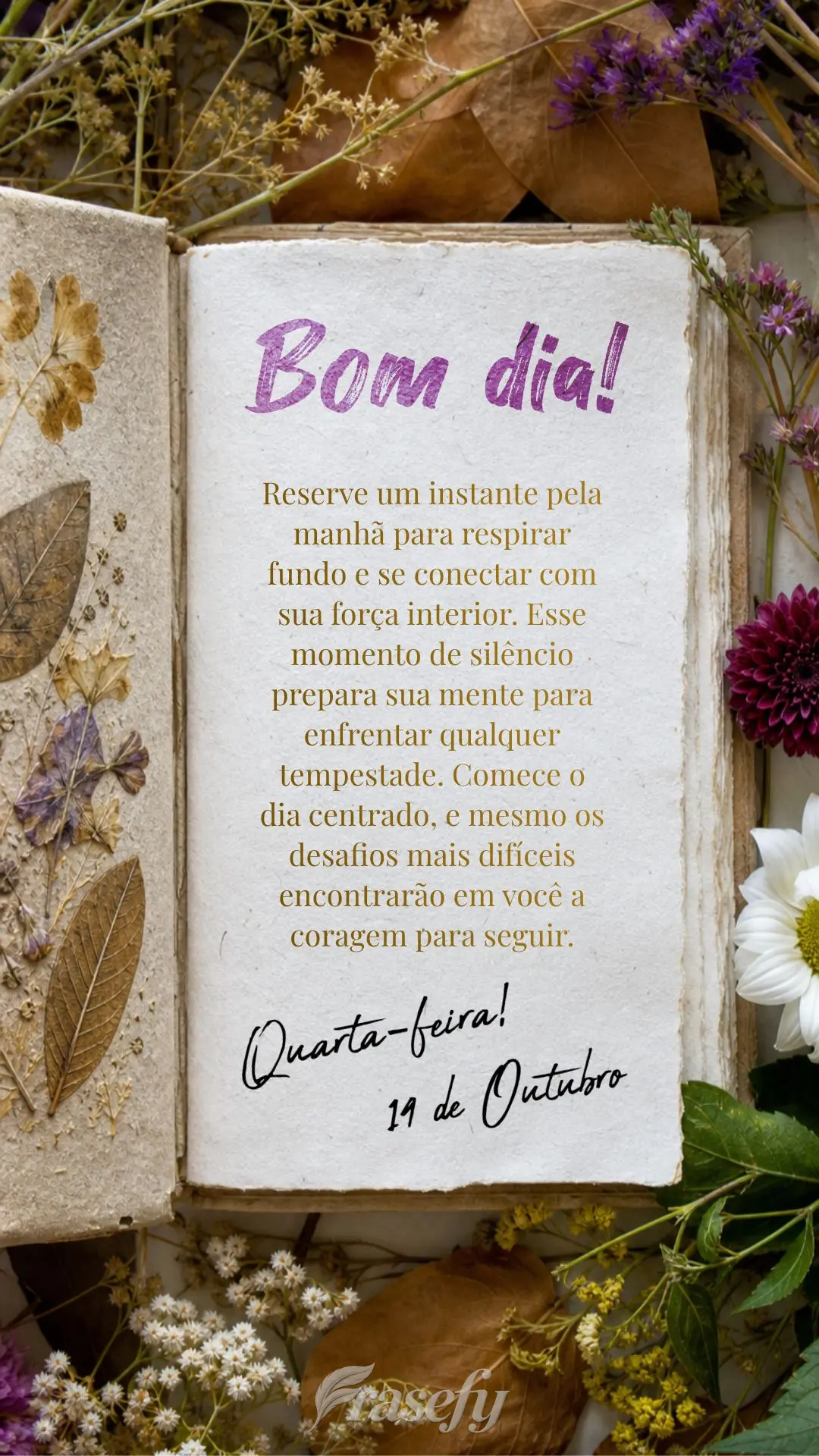 Reserve um instante pela manhã para respirar fundo e se conectar com sua força interior. Esse momento de silêncio prepara sua mente para enfrentar qua...