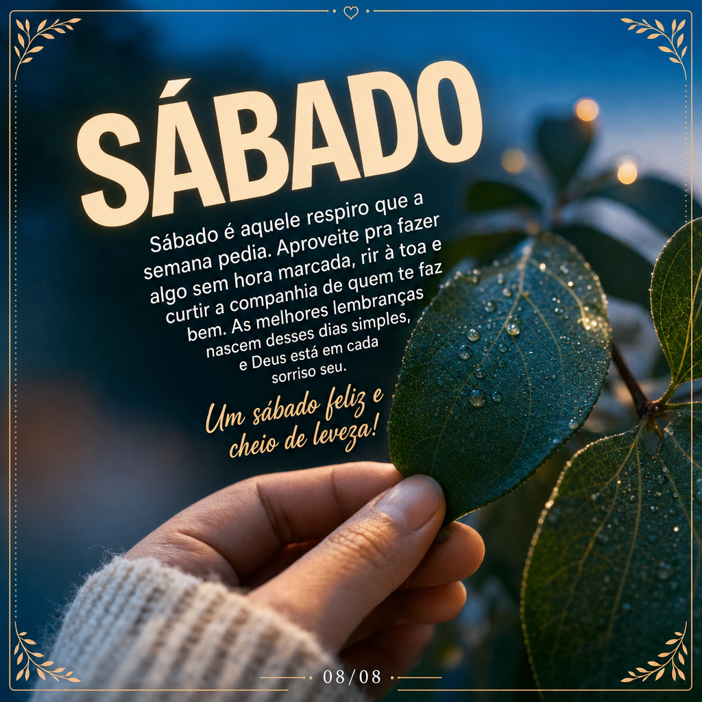 Sábado é aquele respiro que a semana pedia. Aproveite pra fazer algo sem hora marcada, rir à toa e curtir a companhia de quem te faz bem. As melhores ...