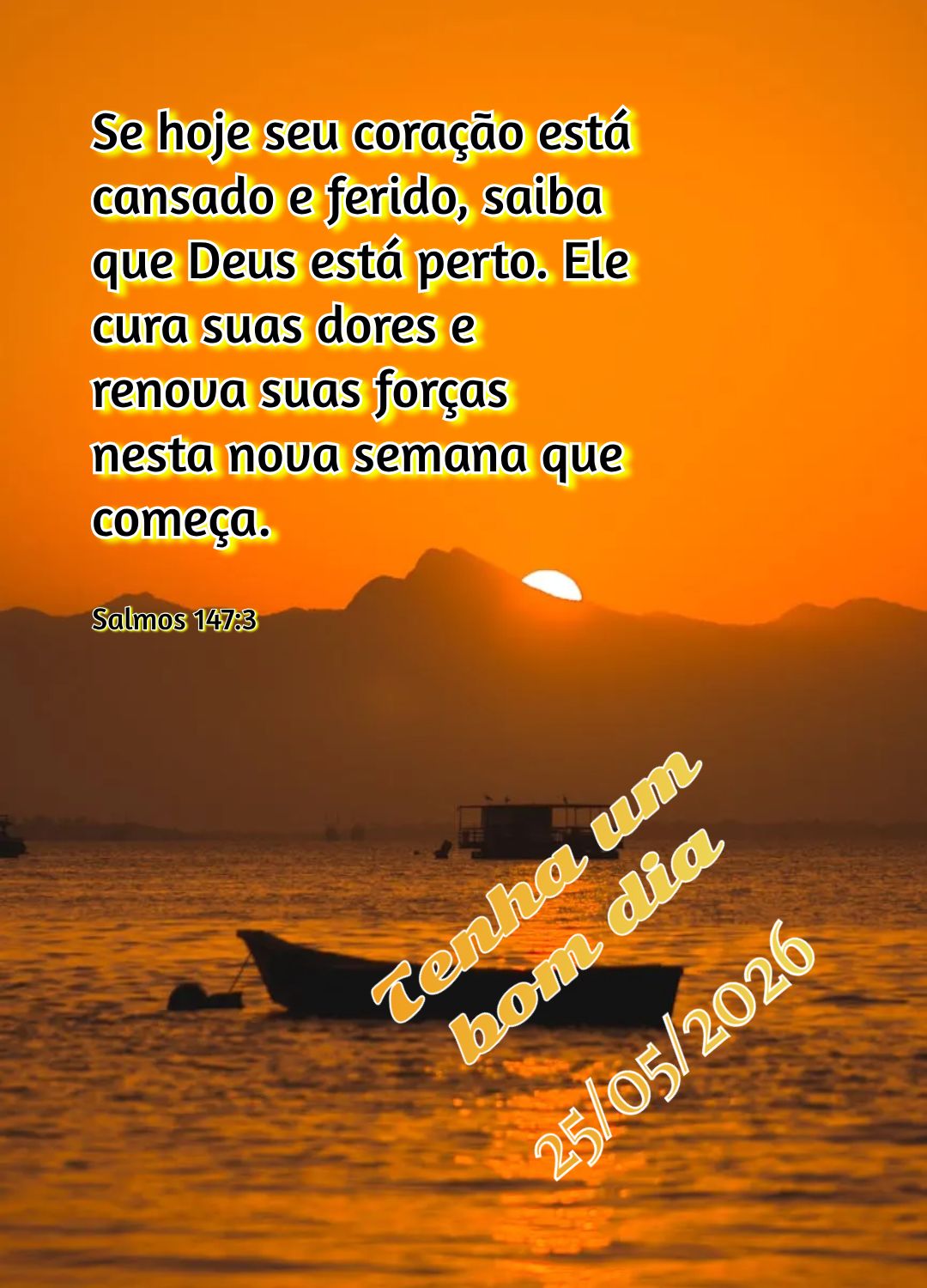 Se hoje seu coração está cansado e ferido, saiba que Deus está perto. Ele cura suas dores e renova suas forças nesta nova semana que começa. Tenha ...