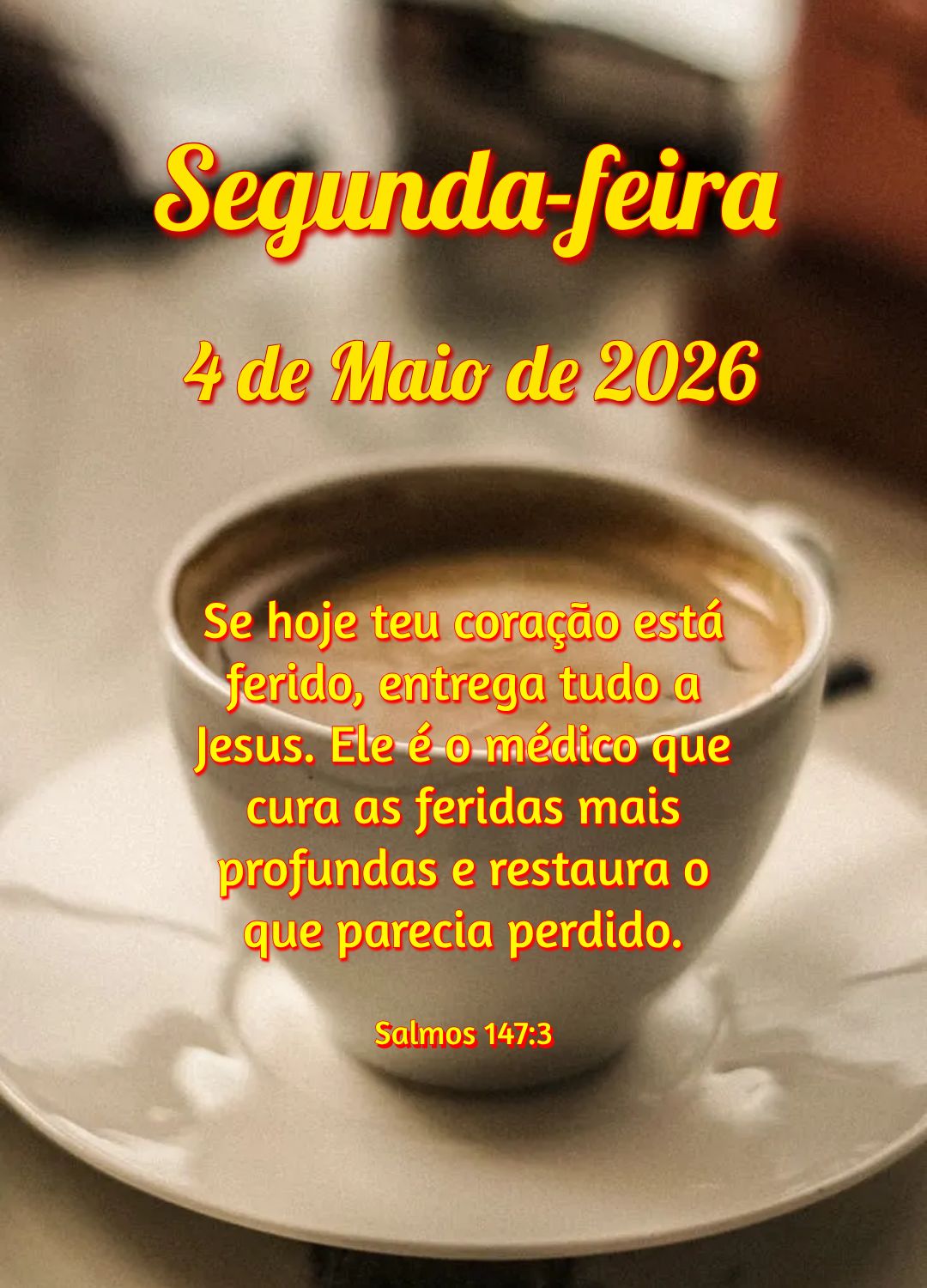 Se hoje teu coração está ferido, entrega tudo a Jesus. Ele é o médico que cura as feridas mais profundas e restaura o que parecia perdido. Salmos 14...