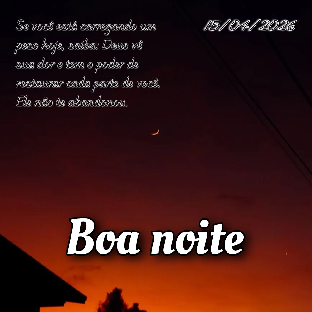 Se você está carregando um peso hoje, saiba: Deus vê sua dor e tem o poder de restaurar cada parte de você. Ele não te abandonou.