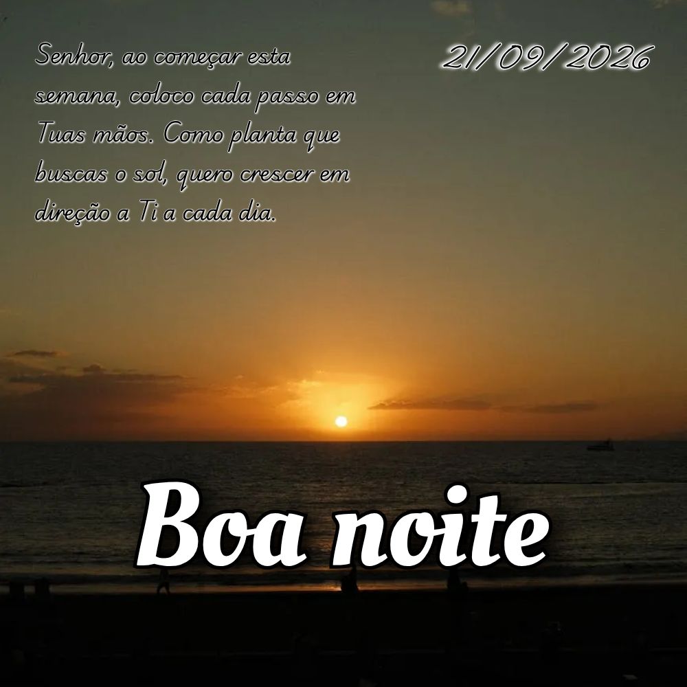 Senhor, ao começar esta semana, coloco cada passo em Tuas mãos. Como planta que buscas o sol, quero crescer em direção a Ti a cada dia.