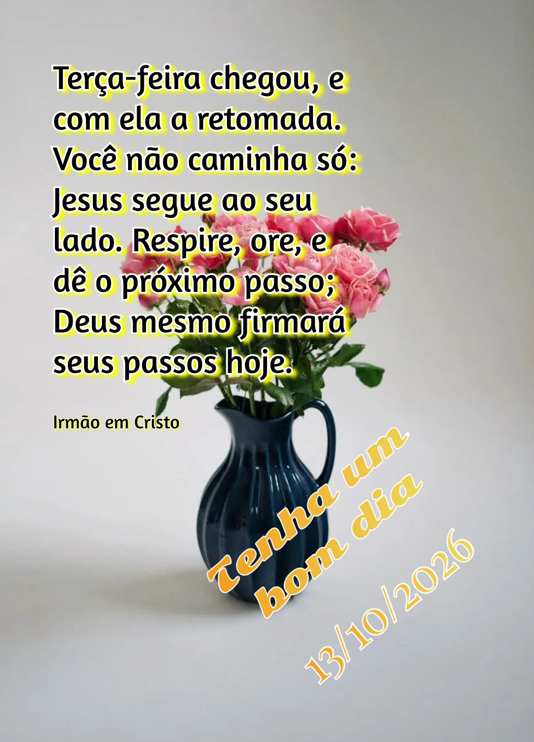 Terça-feira chegou, e com ela a retomada. Você não caminha só: Jesus segue ao seu lado. Respire, ore, e dê o próximo passo; Deus mesmo firmará seu...