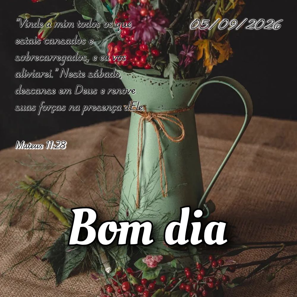 "Vinde a mim todos os que estais cansados e sobrecarregados, e eu vos aliviarei." Neste sábado, descanse em Deus e renove suas forças na presença dEle...