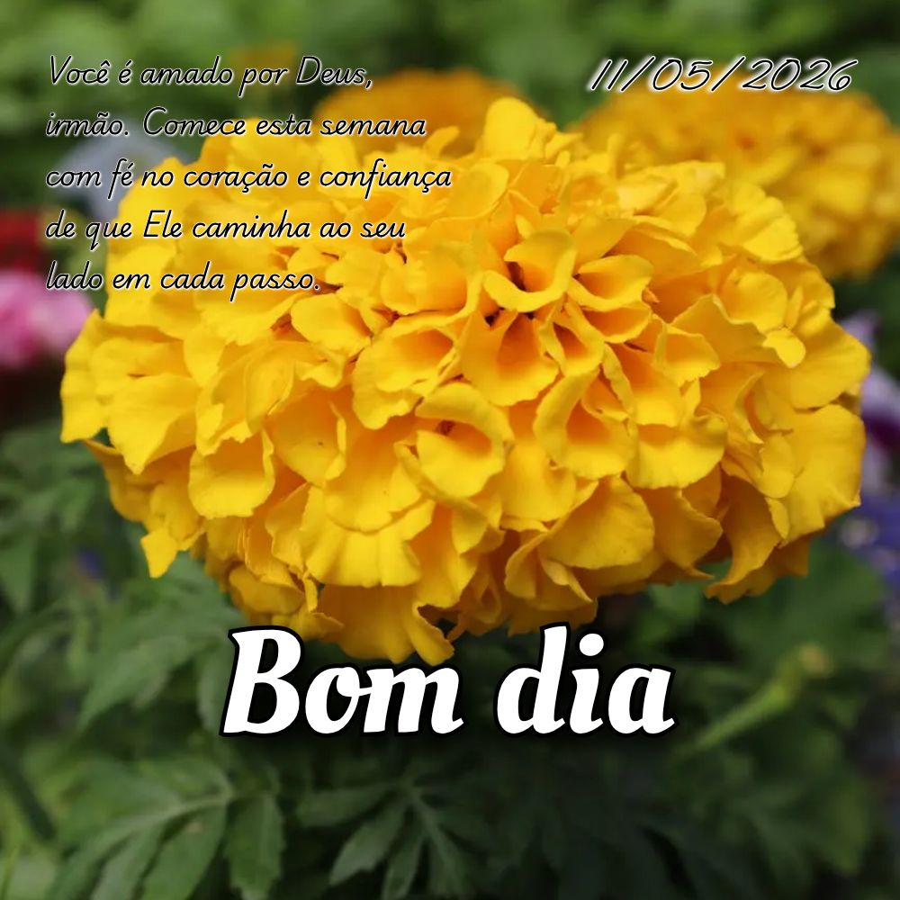 Você é amado por Deus, irmão. Comece esta semana com fé no coração e confiança de que Ele caminha ao seu lado em cada passo.