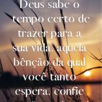 Deus sabe o tempo certo de trazer para a sua vida aquela bênção da qual você tanto espera, confie em Seus planos!