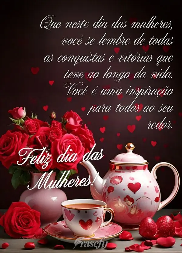 Que este dia especial, seja dedicado às todas as mulheres., porque são elas que fazer da nossa vida, mais colorida, feliz e cheia de amor! Feliz Dia da...