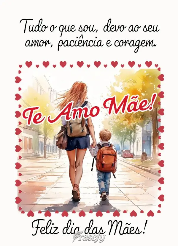 Tudo o que sou, devo ao seu amor, paciência e coragem. Te amo Mãe! Feliz dia das Mães! 