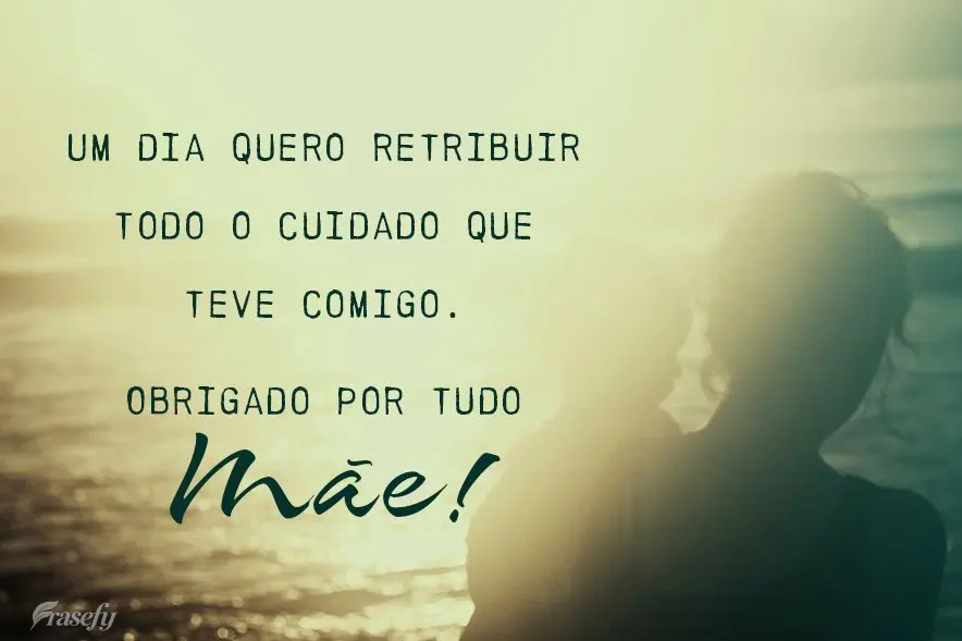 Um dia quero retribuir todo o cuidado que teve comigo. Obrigado por tudo
 Mãe!