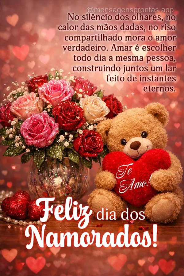 No silêncio dos olhares, no calor das mãos dadas, no riso compartilhado mora o amor verdadeiro. Amar é escolher todo dia a mesma pessoa, construindo j...