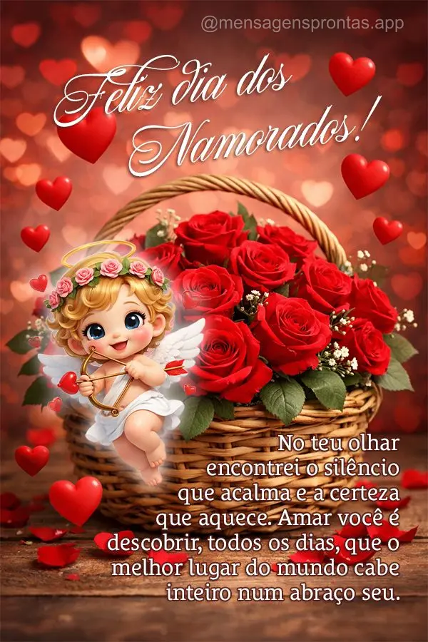 No teu olhar encontrei o silêncio que acalma e a certeza que aquece. Amar você é descobrir, todos os dias, que o melhor lugar do mundo cabe inteiro nu...