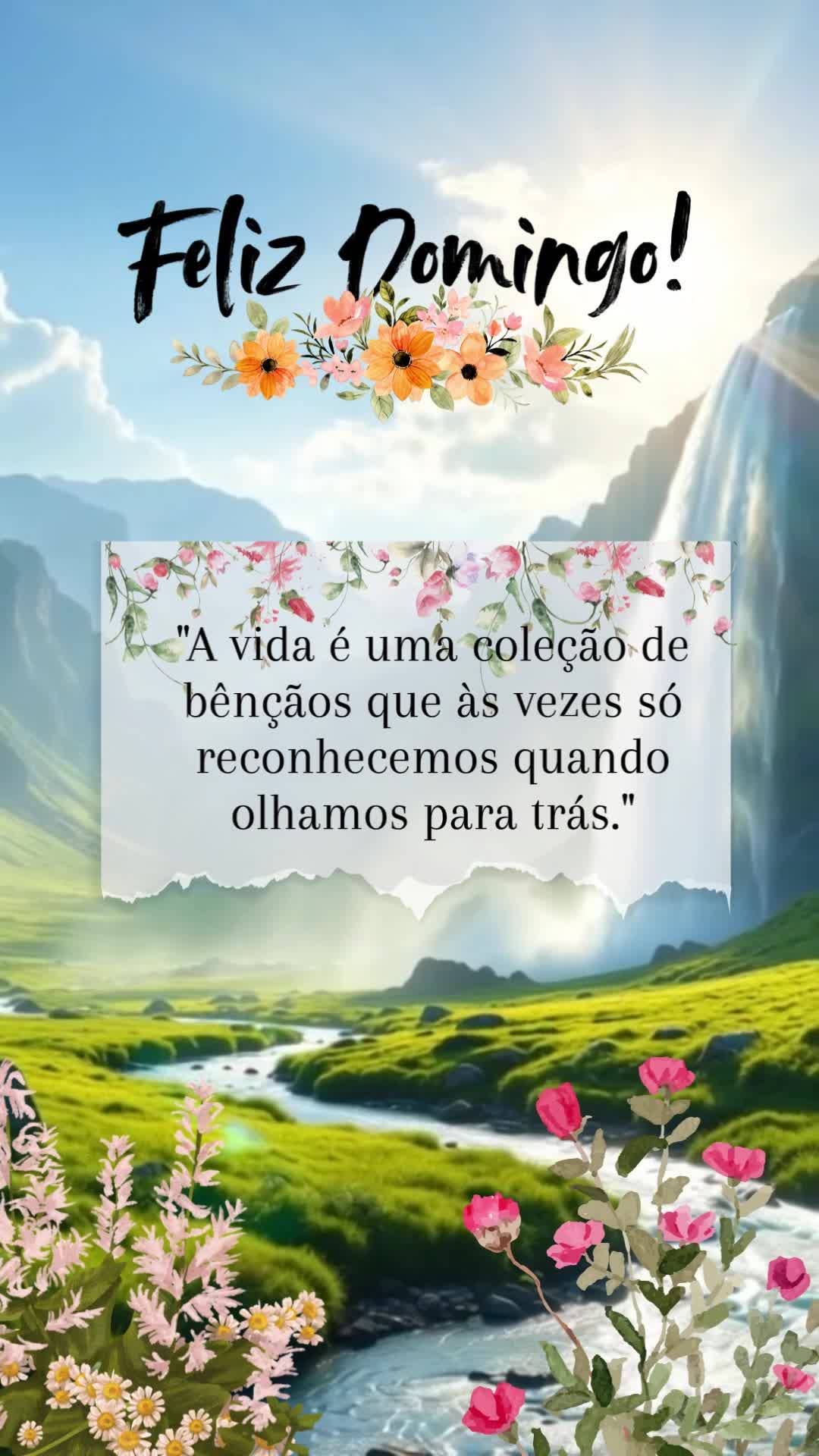 "A vida é uma coleção de bênçãos que às vezes só reconhecemos quando olhamos para trás." Feliz Domingo!