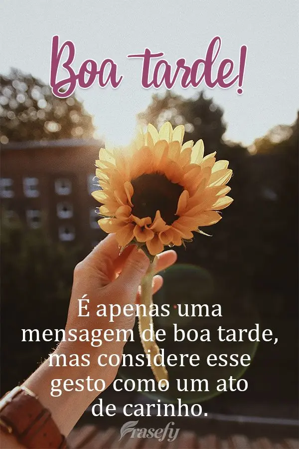 É apenas uma mensagem de boa tarde, mas considere esse gesto como um ato de carinho.  Boa tarde