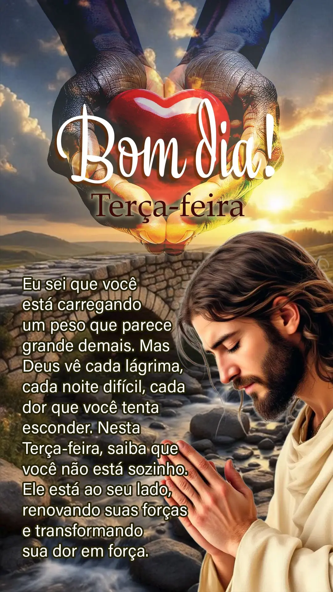 Eu sei que você está carregando um peso que parece grande demais. Mas Deus vê cada lágrima, cada noite difícil, cada dor que você tenta esconder. N...