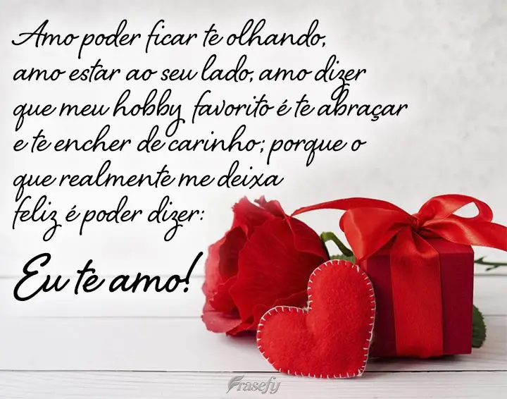 Amo poder ficar te olhando, amo estar ao seu lado, amo dizer que meu hobby favorito é te abraçar e te encher de carinho; porque o que realmente me deix...