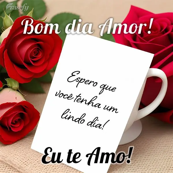 Bom dia Amor! Espero que você tenha um lindo dia! Eu te Amo!