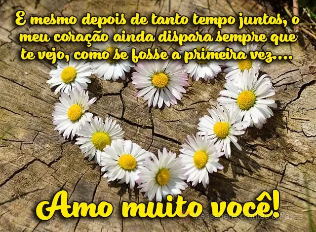 E mesmo depois de tanto tempo juntos, o meu coração ainda dispara sempre que te vejo, como se fosse a primeira vez…
 Amo muito você!