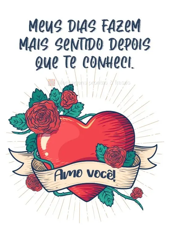 Meus dias fazem mais sentido depois que te conheci.
  Amo você!