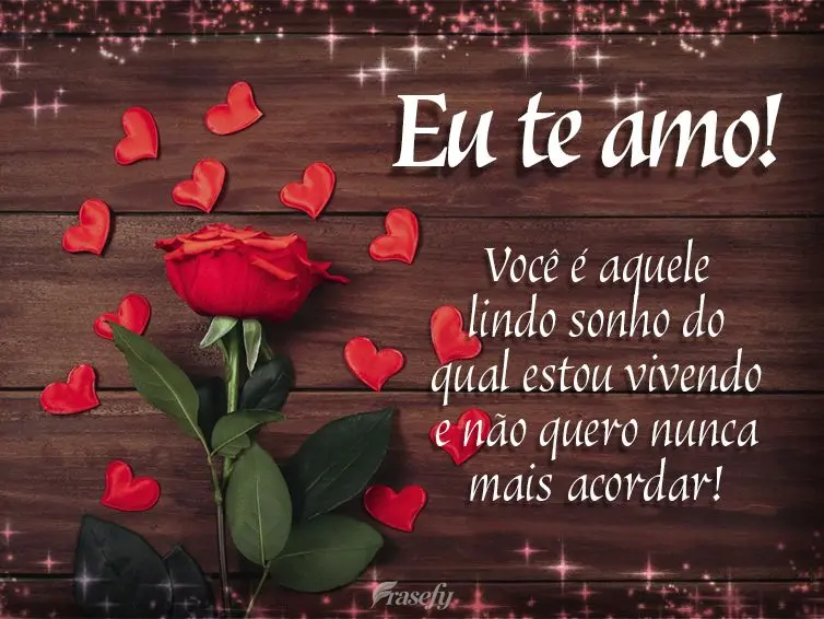 Você é aquele lindo sonho do qual estou vivendo e não quero nunca mais acordar! Eu te amo!
