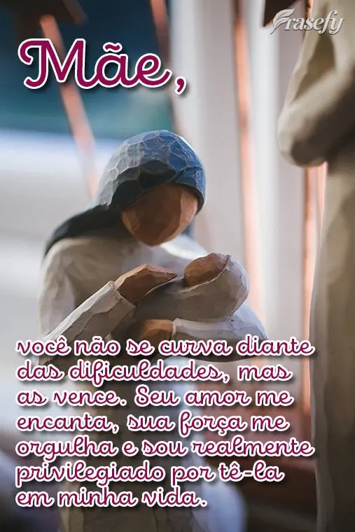 você não se curva diante das dificuldades, mas as vence. Seu amor me encanta, sua força me orgulha e sou realmente privilegiado por tê-la em minha vi...