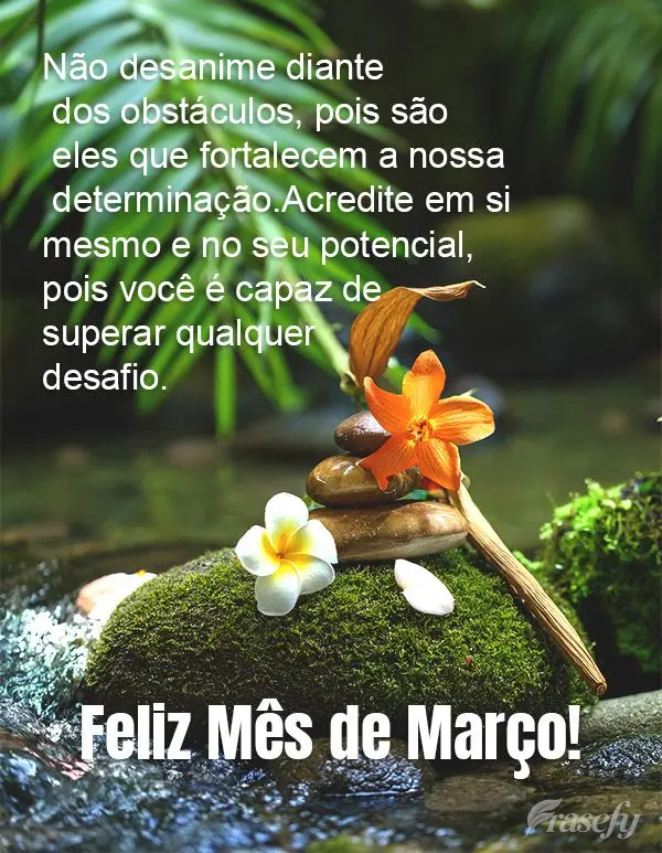 Não desanime diante dos obstáculos, pois são eles que fortalecem a nossa determinação. Acredite em si mesmo e no seu potencial, pois você é capaz ...