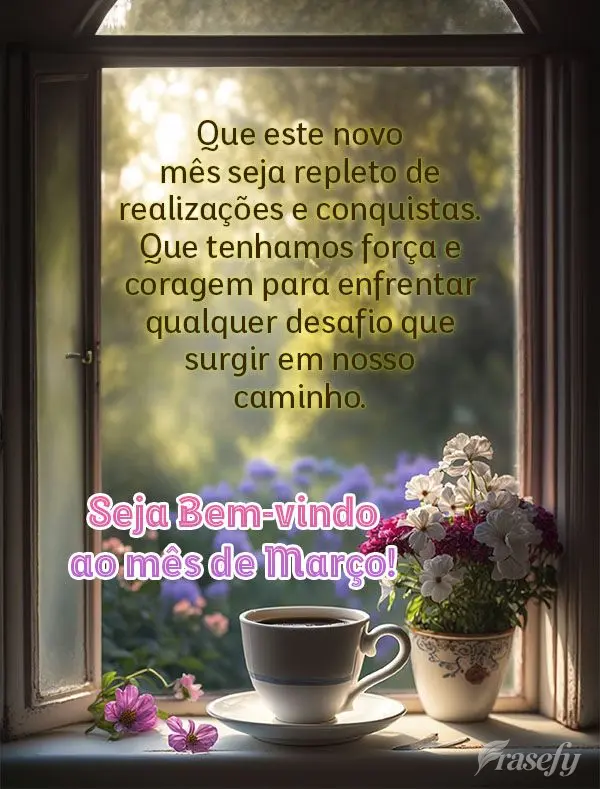 Que este novo mês seja repleto de realizações e conquistas. Que tenhamos força e coragem para enfrentar qualquer desafio que surgir em nosso caminho....