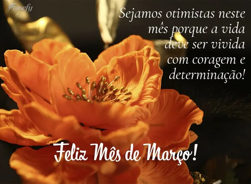 Sejamos otimistas neste mês porque a vida deve ser vivida com coragem e determinação! Feliz Mês de Março!