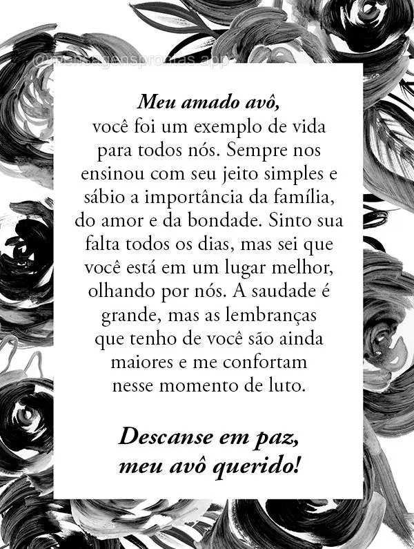Meu amado avô, você foi um exemplo de vida para todos nós. Sempre nos ensinou com seu jeito simples e sábio a importância da família, do amor e da ...