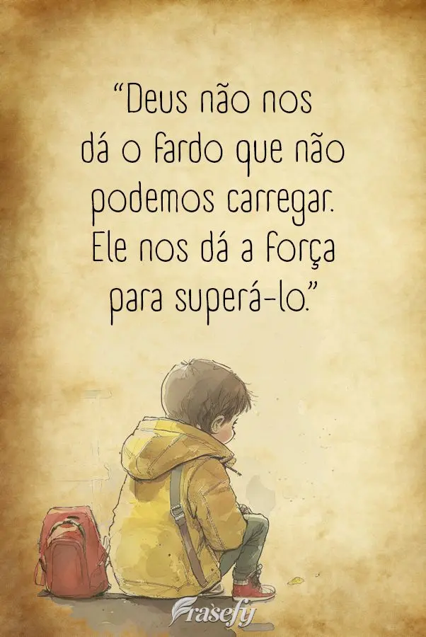 "Deus não nos dá o fardo que não podemos carregar. Ele nos dá a força para superá-lo."