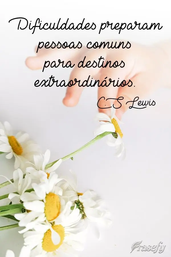 Dificuldades preparam pessoas comuns para destinos extraordinários.  C.S Lewis